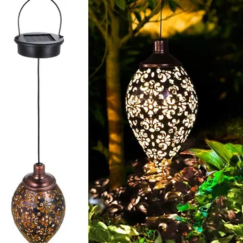 

Yard Multifunction For Patio Lawn Iron Art Outdoor Garden Hanging Easy Install Solar Lantern Light Home Decor Courtyard Porch