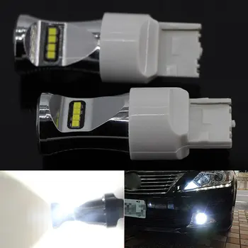 

2Pcs For Car Brake Reverse Parking DRL Fog Light Backup Lamp White 7440 LED Bulbs W21W T20 For Toyota Corolla 2014-17