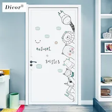 DICOR украшение для детской комнаты мультяшная Наклейка на стену s животные наклейка на дверь DIY аниме плакат самоклеящаяся Водонепроницаемая Съемная наклейка