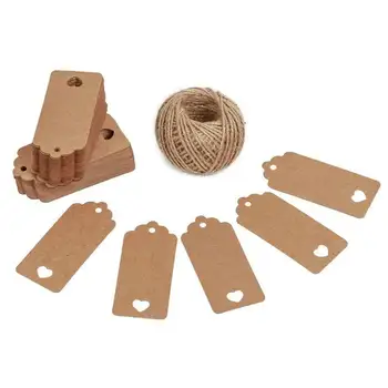 

Valentine's Day Gift Pendant 100p 4 cm x 9 cm kraft labels tags geschenkanhaenger Trailers labels with jute cord 30m