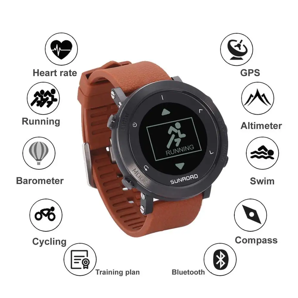 Sunroad Men's Digital Smart GPS Heart Rate Sports
