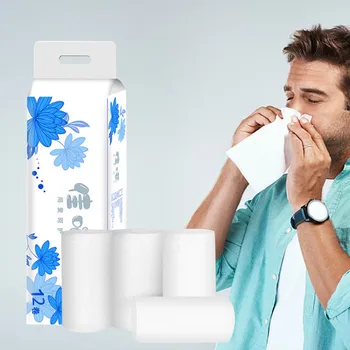 

12 Rolls Soft Toilet Tissue Hand Home White Paper Towels Four-layer Napkin Serviettes Soft Strong Absorbent Toilet Paper z1
