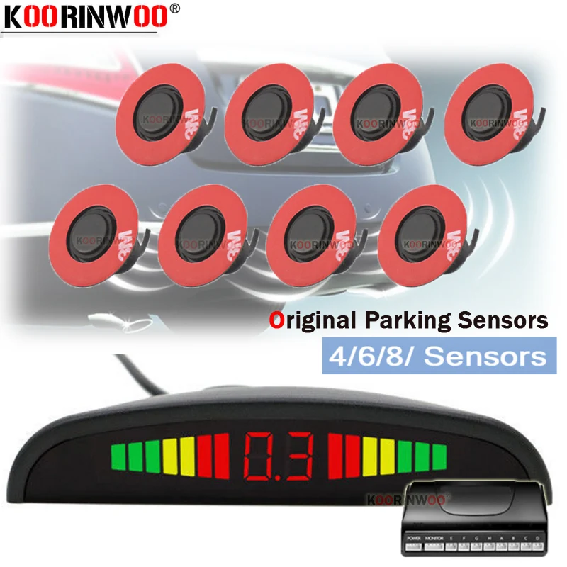 Koorinwoo Adjustable Flat 16.5 Radar Sensors Car LED Display Parking Sensor Water Level Detector With Buzzer Alert Blind Spot | Автомобили