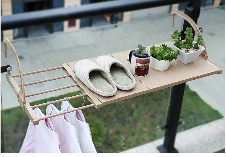 Home Balcony Hanging Shelf Adjustable Foldable Clothes Shoes Drying Racks Holder Multifunction Storage Organizer Shelves