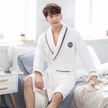 Мужской халат, сексуальные Свободные повседневные ночные рубашки, Белые зимние новые пижамы, халат, теплый, с v-образным вырезом, неглиже, кимоно, платье, мягкие пижамы