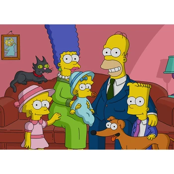 

Cross Stitch Home Decor The Simpsons Full Round Drill Diamond American Animation Role Picture Handmade Embroidery Wall Sticker
