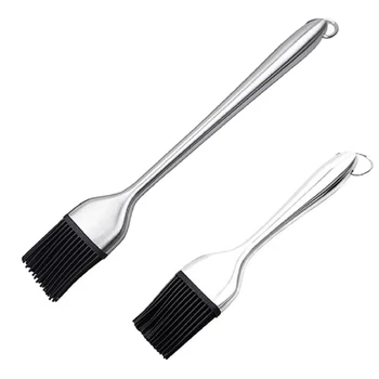 

2 Pack Heavy-Duty BBQ Basting Brush Silicone Bristles with Stainless Steel Handle,for Grill Barbecue Kitchen Cooking