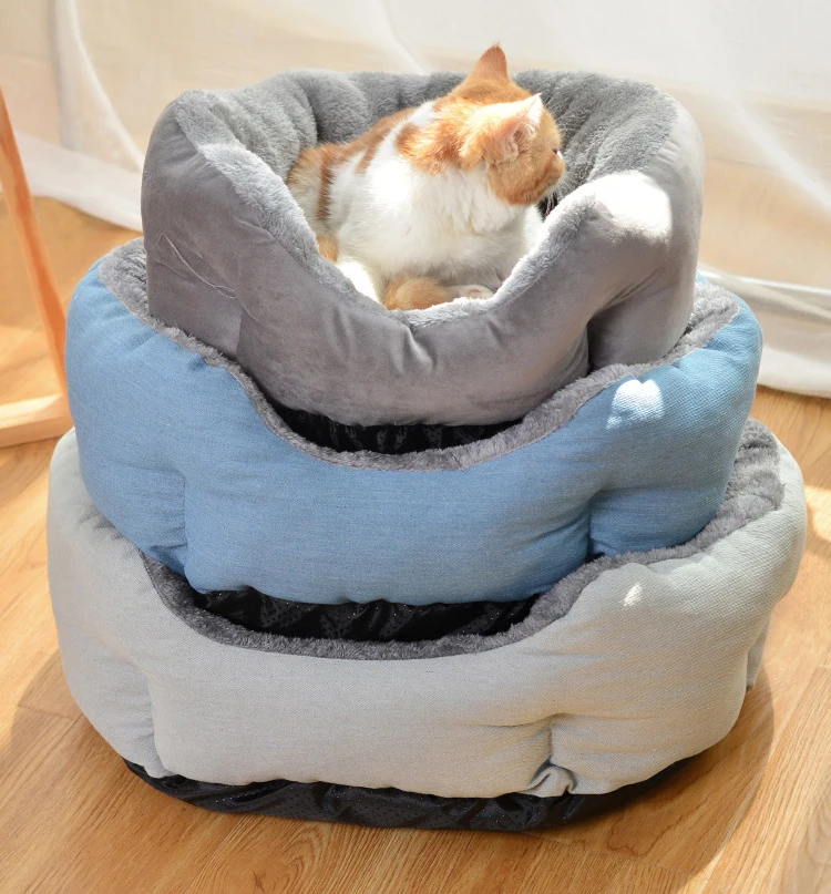 Dog Cat Bed Sofa Pet Nest Waterproof Bottom Warm-keeping For Small Medium Dogs Cats Dog House Nest Round Cat Baskets