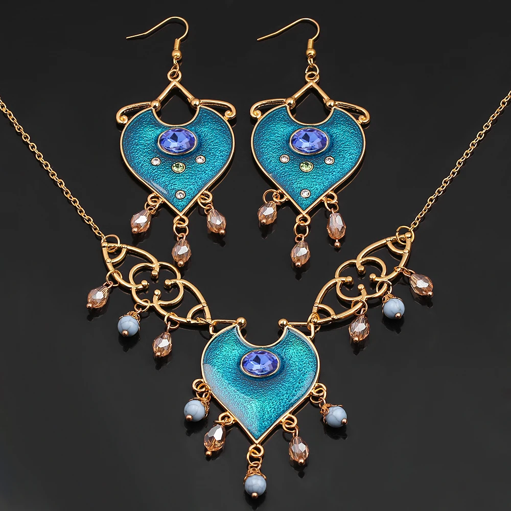 Charm Princess Jasmine Pendant Necklace Aladdin Beauty Lady Fashion Jewelry For Cosplay Party Accessories Trendy Movie Gift
