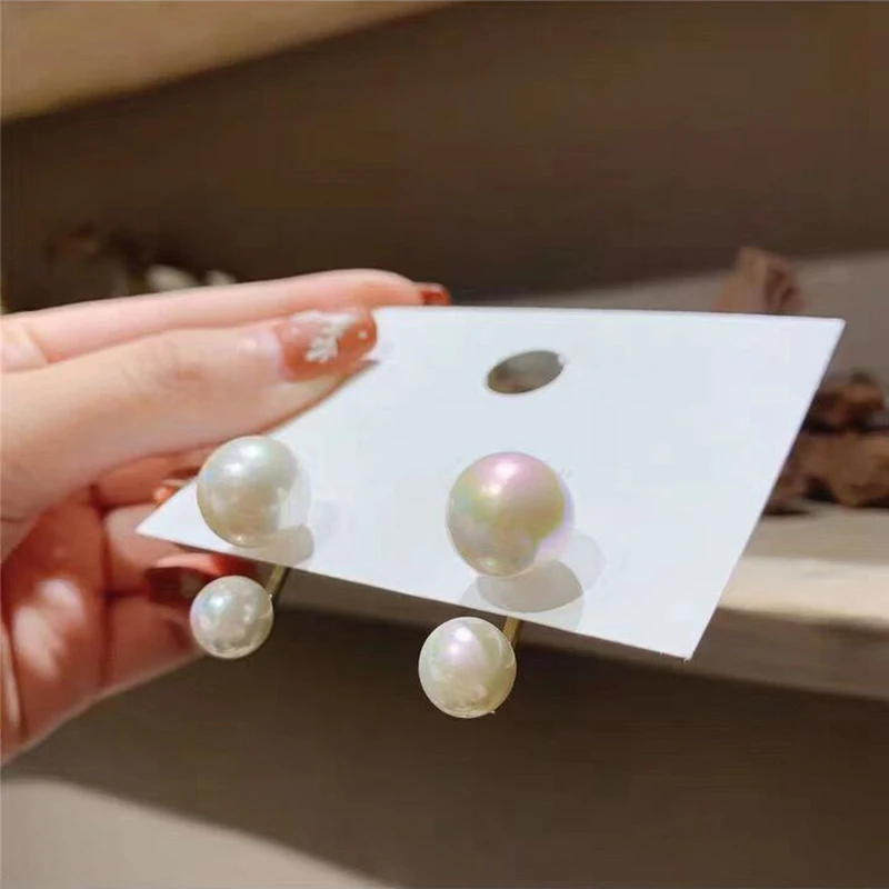 

MENGJIQIAO New Fashion Jewelry Elegant Big Simulated Pearl Ball Drop Earrings For Women Simple Trendy Boucle D'oreille Gifts