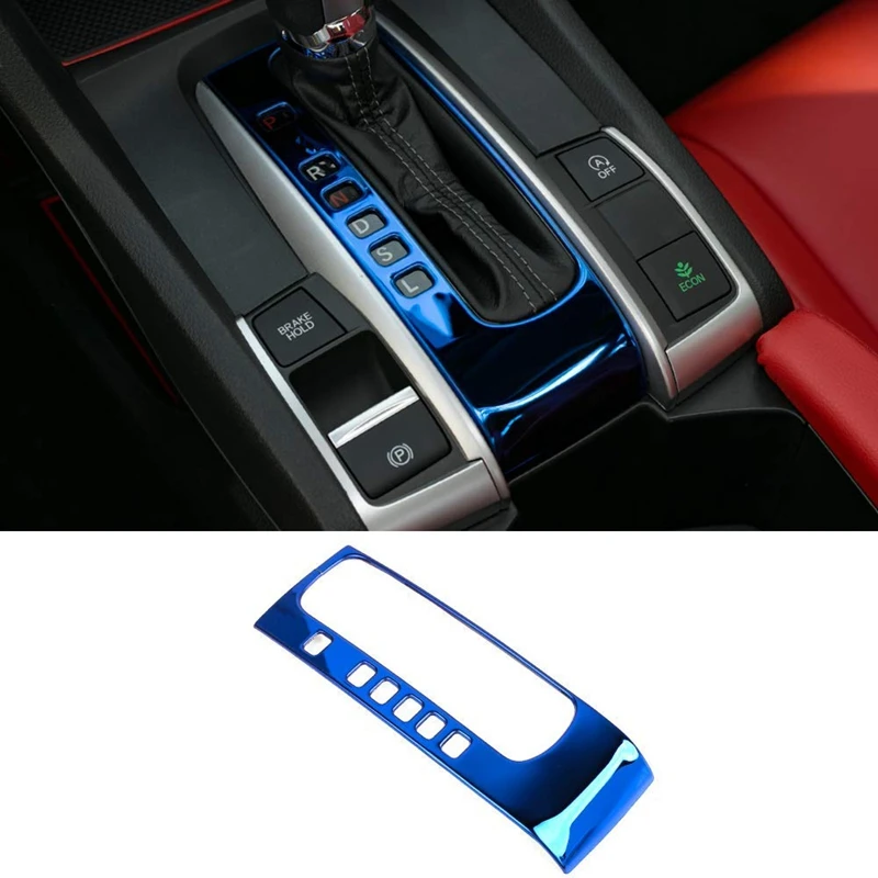 Blue ABS Interior Gear Shift Frame Cover Trim For Honda Civic 10th 2016 2017 New