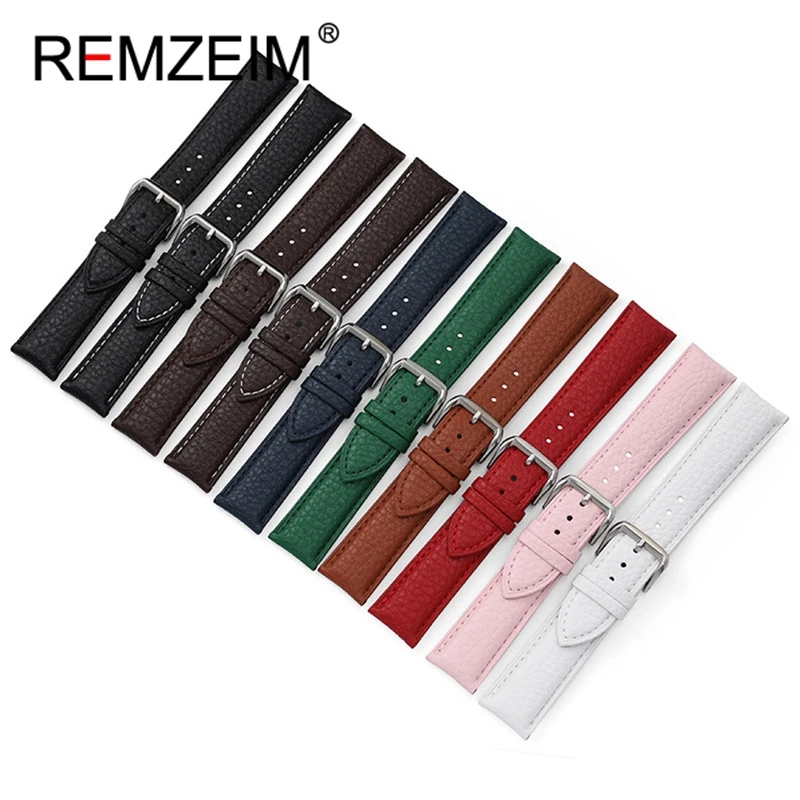 Genuine Leather Strap Calfskin Men Women Watch Band Watch Accessories Bracelet 12mm 14mm 16mm 18mm 20mm 22mm Green Blue Red