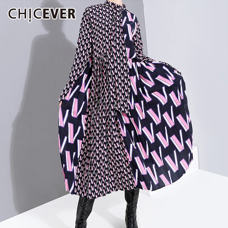 Женское винтажное платье CHICEVER разноцветное средней длины на шнуровке с бантом и