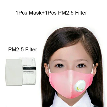 

PM2.5 Filter Washable Mouth Mask With Valve Kids Children Breathable Reusable Face Masks