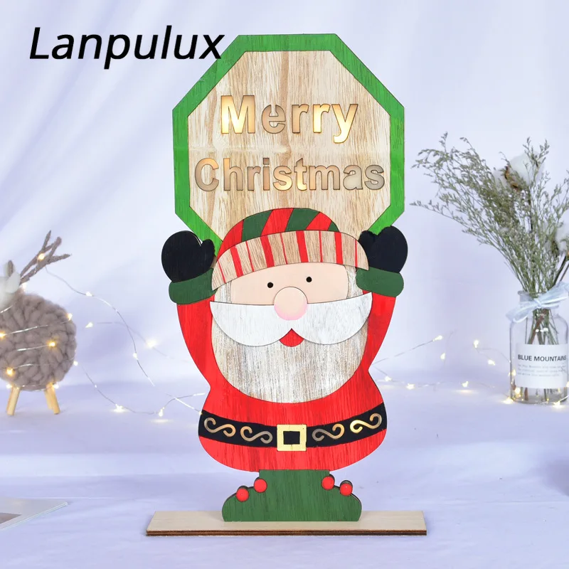 

Lanpulux Christmas Decor Night Light Wooden Santa Snowman Christmas Tree Luminous Big Size Party Indoor Decor Holiday Lighting