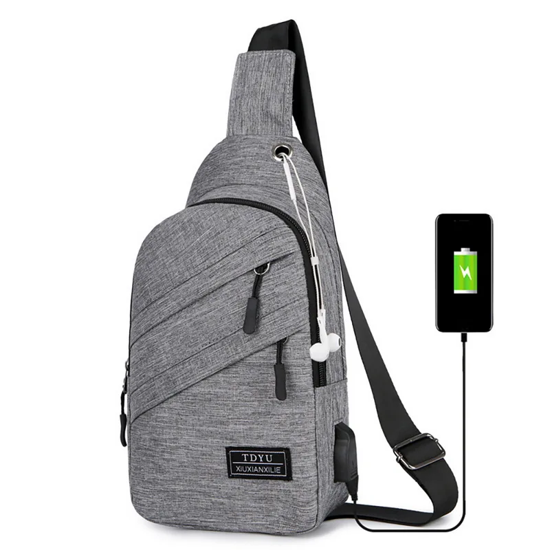 Litthing Men Waterproof Bags Fashion Outdoor Male Crossbody Bag With Interface Fashion Sports Packs Anti-theft Men Chest Bags