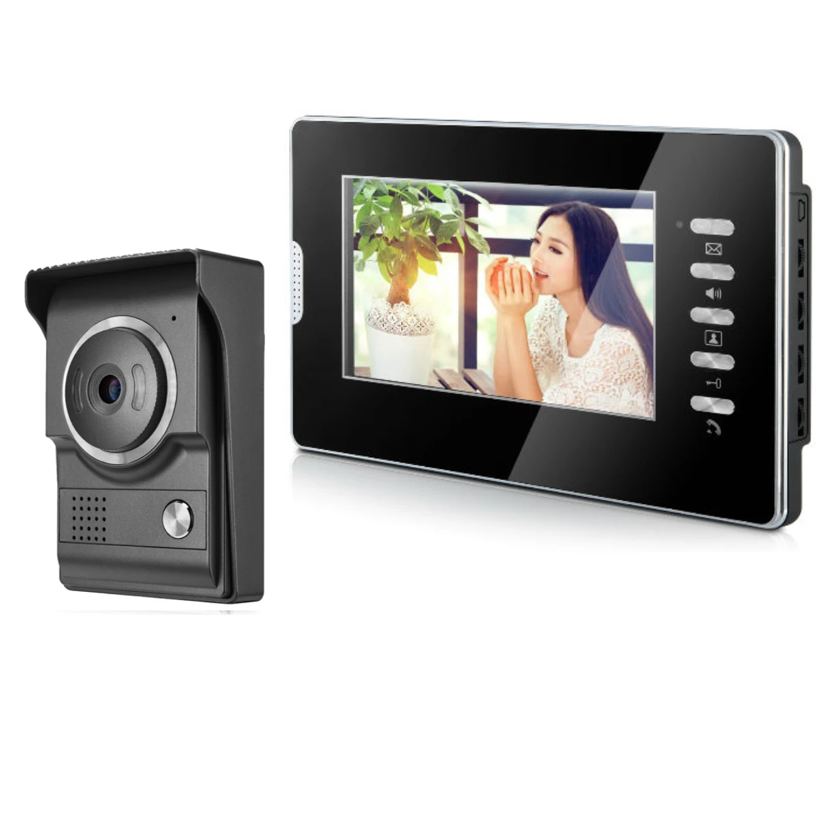 Wired 7" LCD Rainproof Video Doorbell Intercom System IR Camera 2-Monitor White