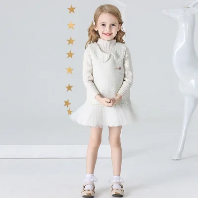 Милые детские сетчатые платья принцессы с бусинами и жемчужинами, бархатные вечерние платья без рукавов для девочек, зимние Базовые платья, Vestidos