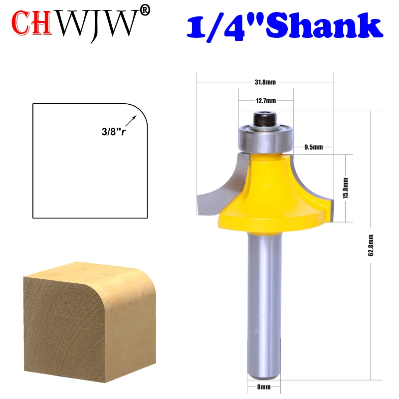 

CHWJW 1PC 8mm Shank Round Over Edging Router Bit - 3/8" Radius