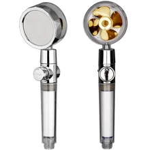 New 2021 Dropshipping Propeller Driven Shower Head with Stop Button Shower head with Fan High Pressure Handheld shower Nozzle