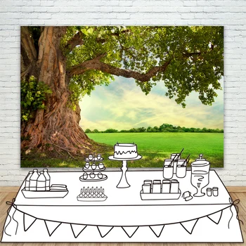 

Green Spring Tree Backdrop for Photography Rustic Rural Backgrounds Preschool Nature Landscape Wedding Birthday Party Backdrops