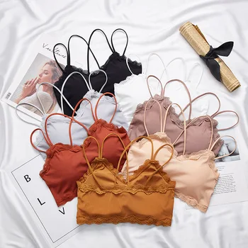 

Comfortable New Sexy Lingerie Female Cropped Tops Seamless Underwear Wireless Wrap Top Cross Strap Women Tube Top Lace Bra