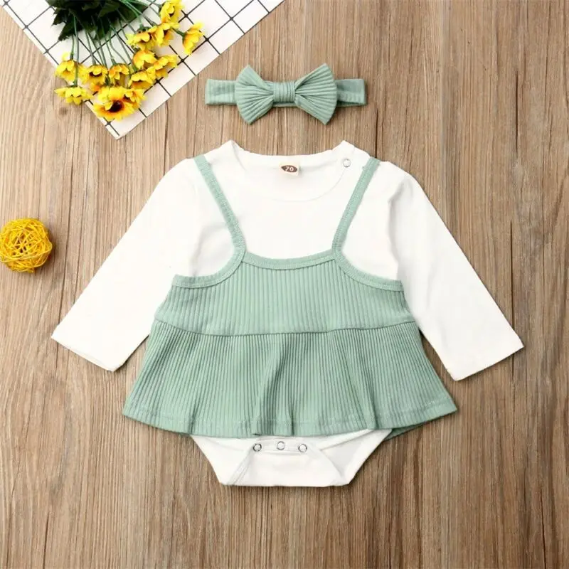 

3PCS Toddler Newborn Autumn Bohemian Baby Girl Romper Bodysuit Sunsuit Playsuit Casual Outfit Clothes Dress