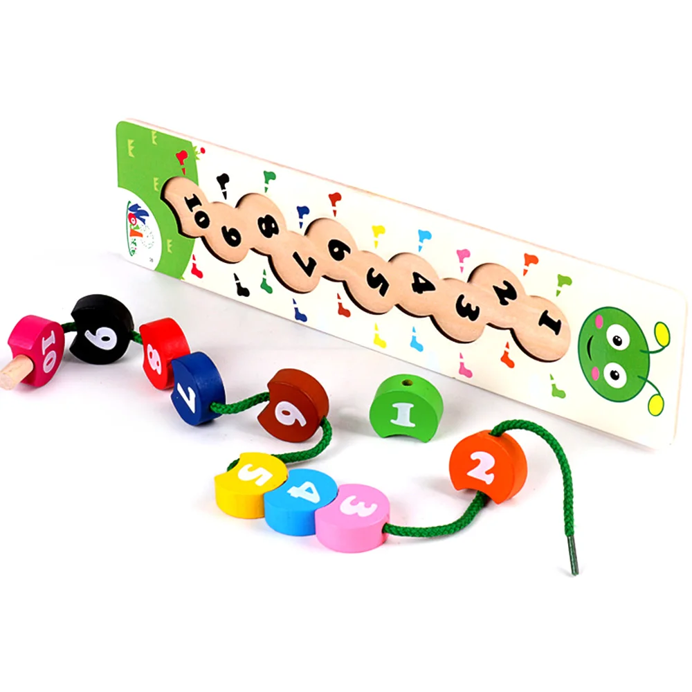 Деревянные игрушки для детей, сделай сам, игрушка для рукоделия, с цифрами, гусеница, нанизывающая резьба, деревянные блоки, бусины, игрушка, Monterssori, развивающая игрушка, новинка