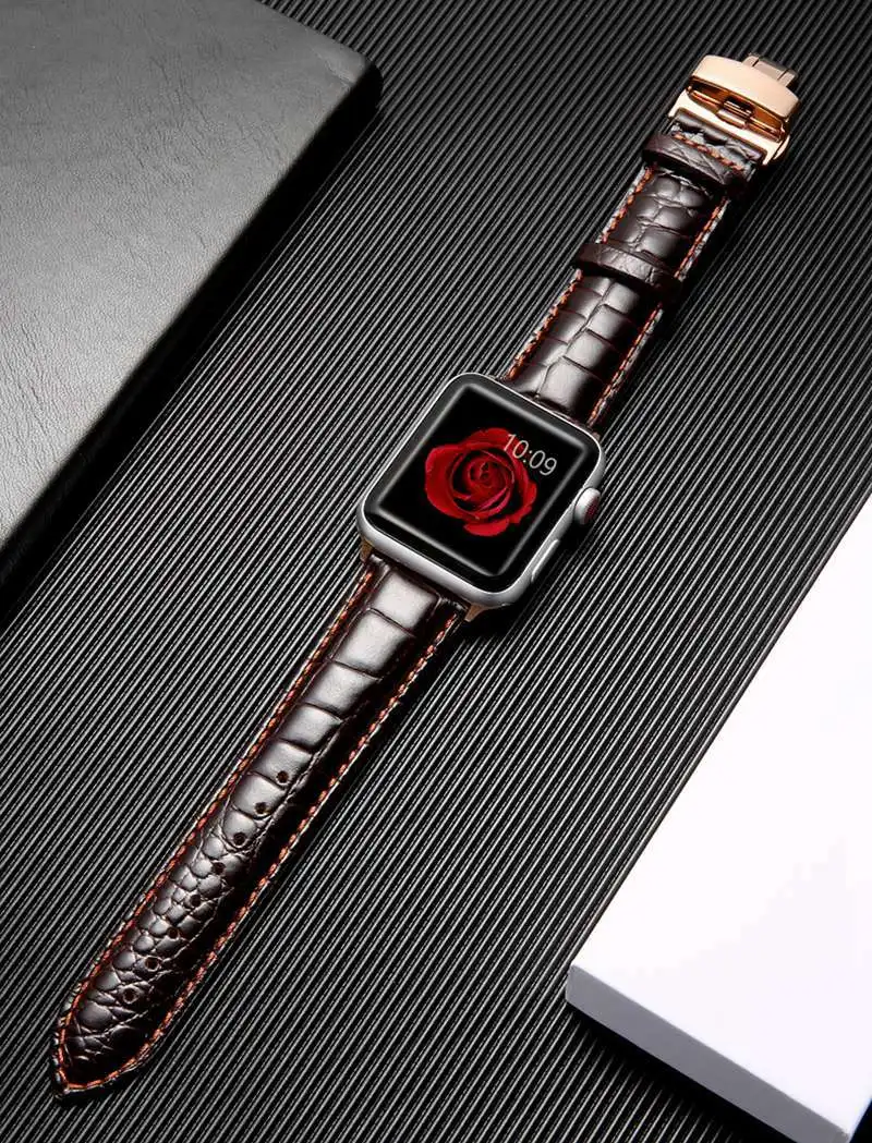 brown gold Дизайн, ремешок из натуральной кожи для Apple IWatch, 42 мм, 38 мм, 40 мм, 44 мм, ремешок для Apple Watch, серия 5, 4, 3, 2, 1 - Цвет ремешка: brown gold