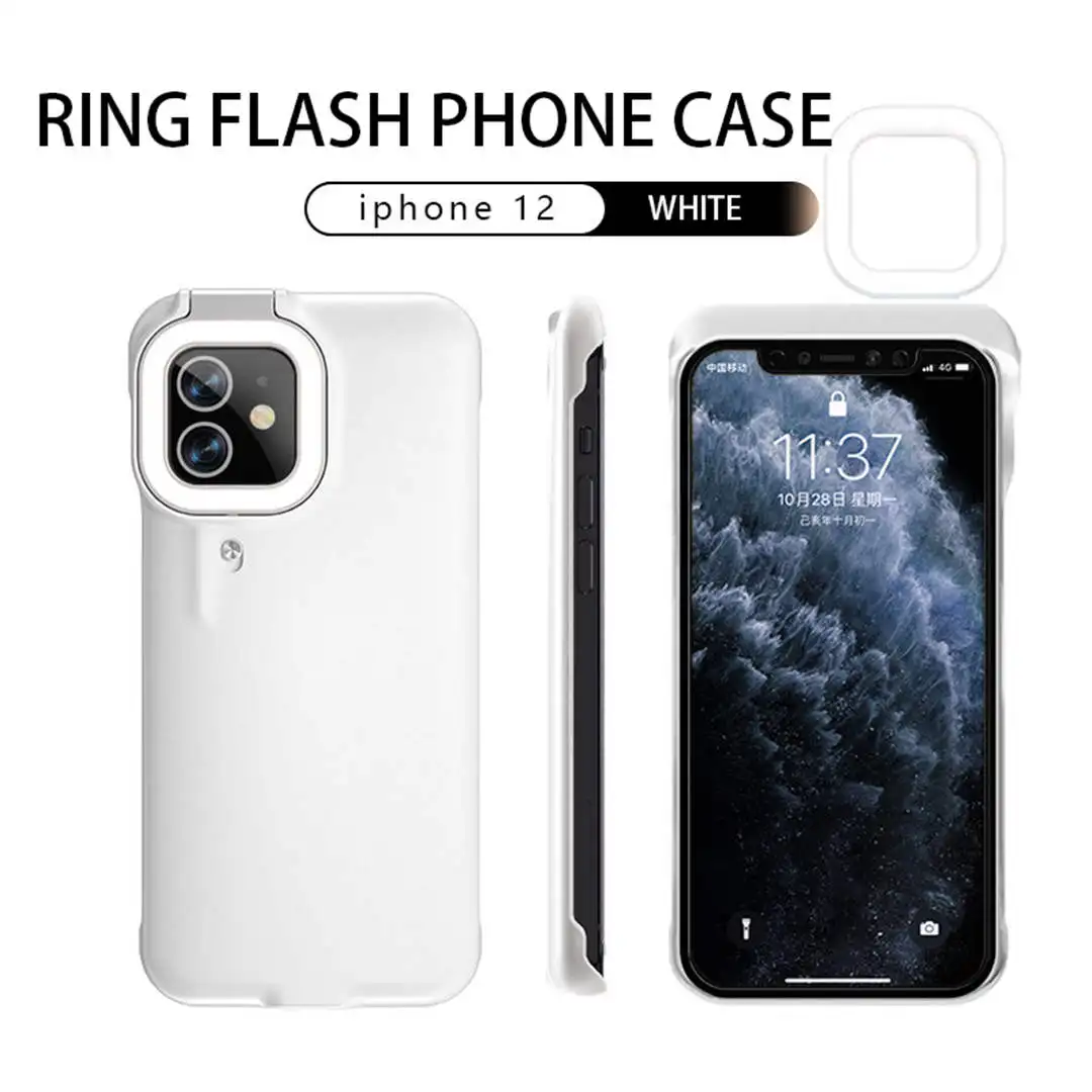 Ring Light Phone Case For iPhone 12 PRO MAX 12 PRO 11 XR XS X 8 7 Plus Fold Fill Light Selfie Back Cover For iPhone 12 PRO Coque