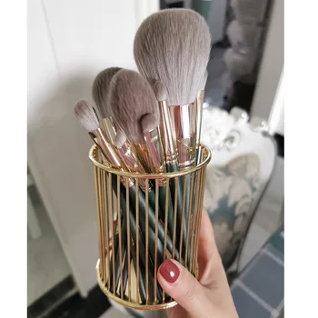 

INS Wind Nordic Makeup Brush Holder Iron Art Storage Useful Product Install Makeup Beauty Tool Storage Container Golden Pen Cont