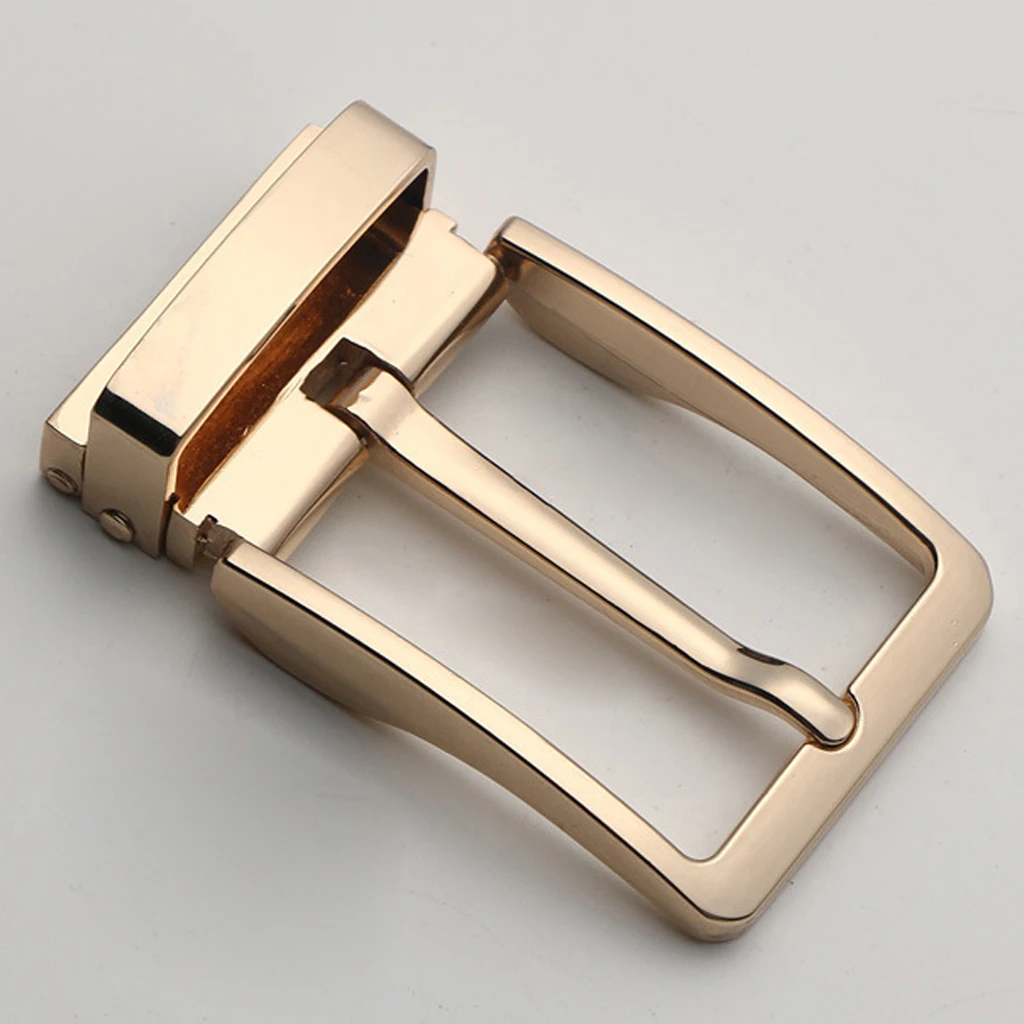 2 Pieces Gold/Silver Alloy Reversible Clamp Belt Buckle, Rectangular Single Prong Leather Belt Buckle Replacement 