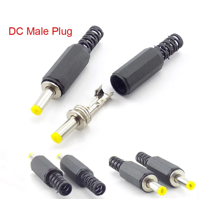 2/5/10pcs DC Male Power Plug Electrical Socket Adapter Connector Plastic Handle Yellow Head Headphone Microphone Converter L19 |