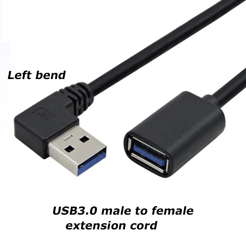 1PCS 0.3M 90 Degree USB 3.0/2.0 Male to Female Adapter Cable Angle Extension Extender 5Gbps Fast Transmission Left/Right/Up/Down 