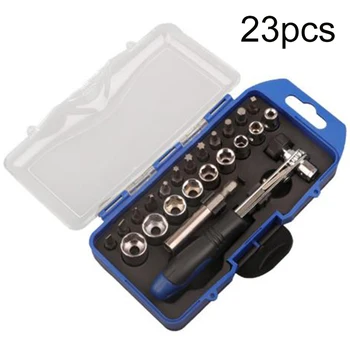 

23pcs/Set Mini Ratchet Sockets Bits Repair Screwdriver Extension Rod Tool Kit