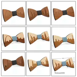 Модные деревянные джентльменские галстуки-бабочки ручной работы для показа в городе, свадебные галстуки-бабочки, деревянные Уникальные