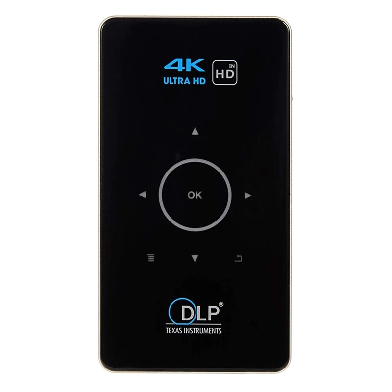 Black Карманный проектор 4K Dlp Mini C6 проектор 50 люмен Android 6,0 четырехъядерный двухдиапазонный Wifi Bluetooth Pico проектор US Plug - Цвет: Black