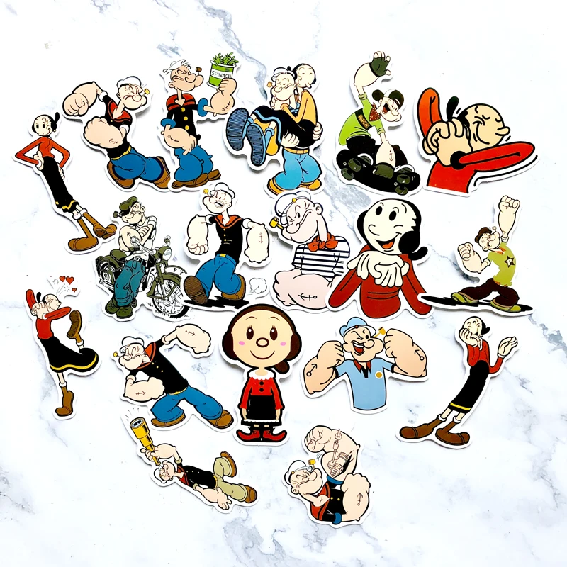 

18pcs American Classic Cartoon Popeye the Sailor sticker For Moto car suitcase cool laptop Cartoon anime Skateboard sticker