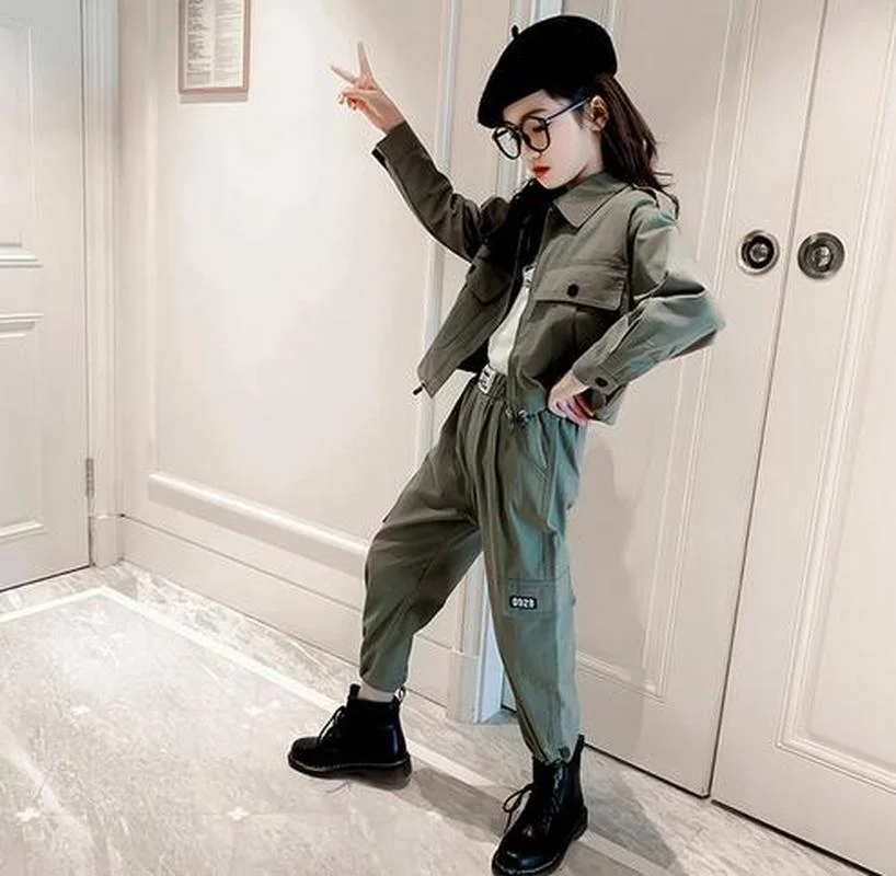 

Girls Set Jacket + Pants Outfits for Girls Solid Kids Clothes Teenage Girls Spring Autumn Clothing Tracksuit Children Costumes