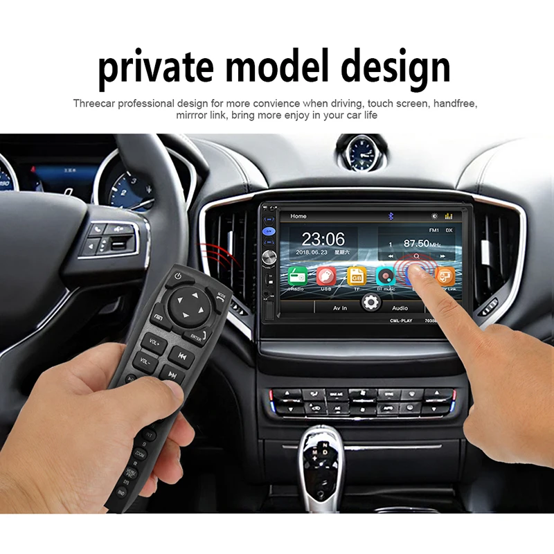 2 Din Car Stereo 7 Inch MP5 Player USB FM Radio AUX Input Car Multimedia Player Touch Screen Bluetooth Hands Free Calling