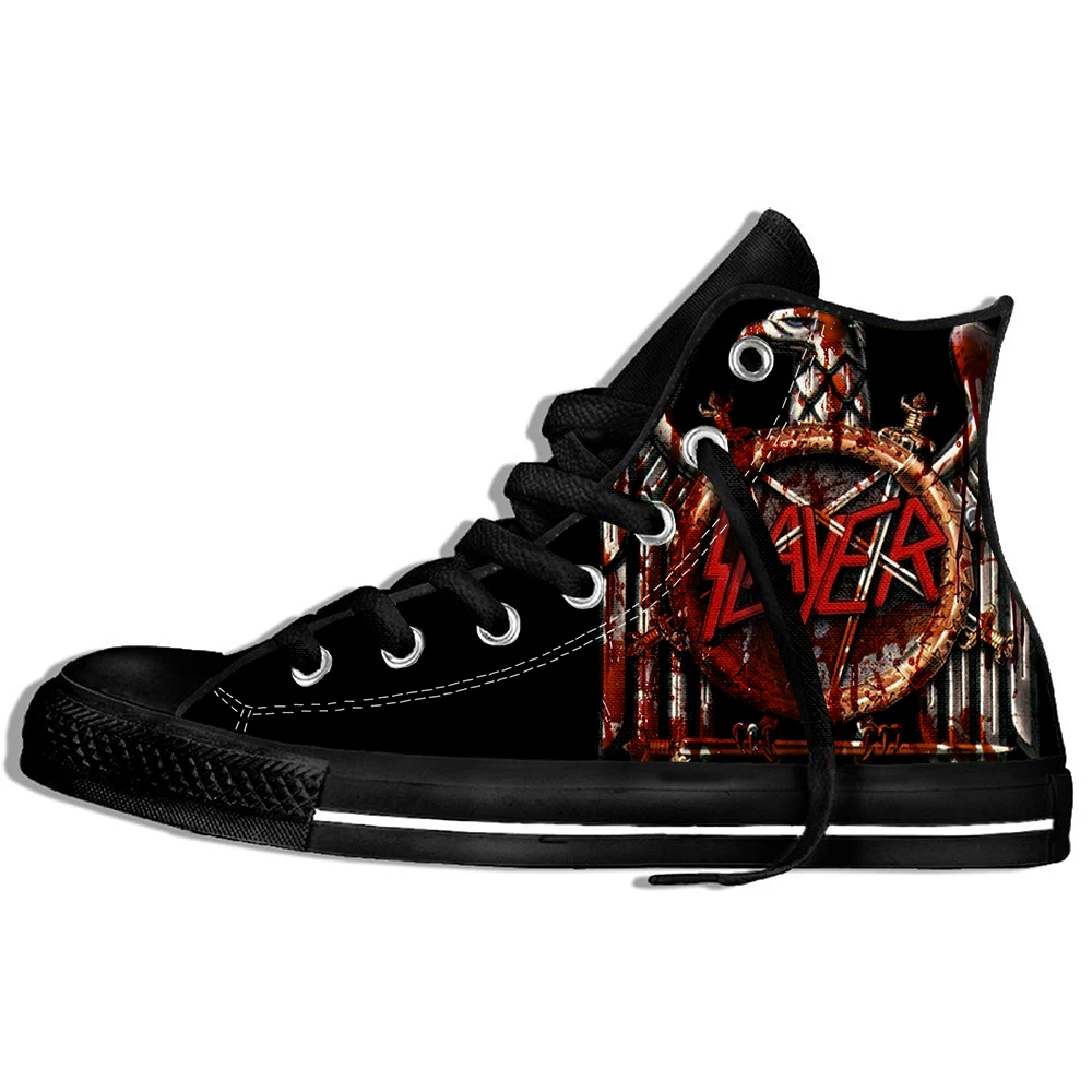 Горячая Мода Печать высокие кроссовки металл группа Slayer унисекс Повседневная легкая обувь - Цвет: metal band Slayer 4