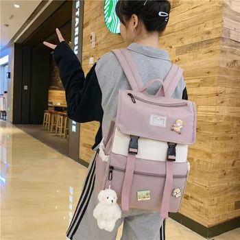 

Teenage Girls School Backpacks for Women 2020 New Fashion Hasp Bookbag Soft Canvas Large Capacity Shoulder Bags Laptop Backpacks