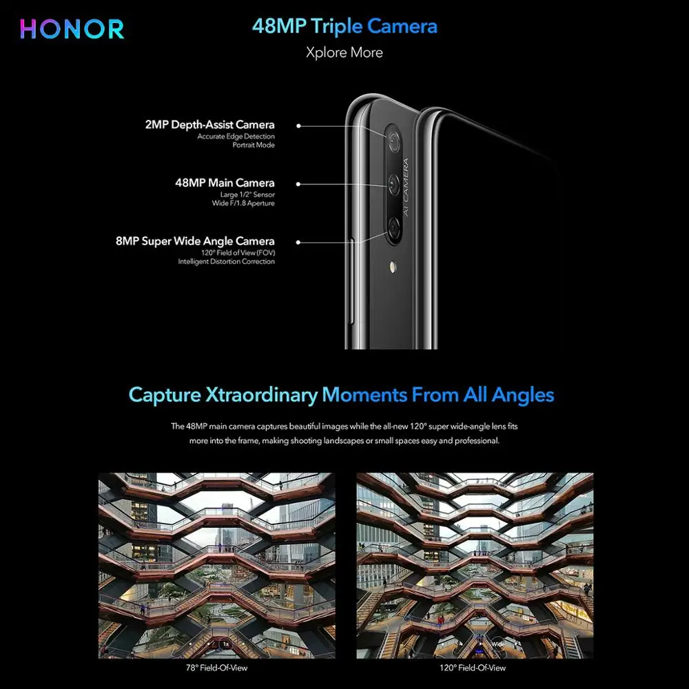 Глобальная версия смартфона Honor 9x 6 59 дюймов с Полноразмерным экраном 48 МП тройные