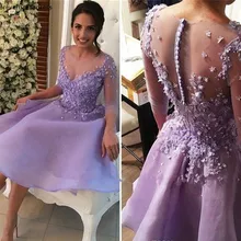Шикарное Лавандовое короткое новейшее выпускное платье трапециевидной формы с рукавами Juniors сладкие 15 Выпускные коктейльные вечерние платья размера плюс