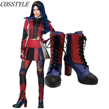 

New Movie Descendants 3 Evie Cosplay Shoes Custom Women Men PU Leather Boots Lace-up Shoes Adult