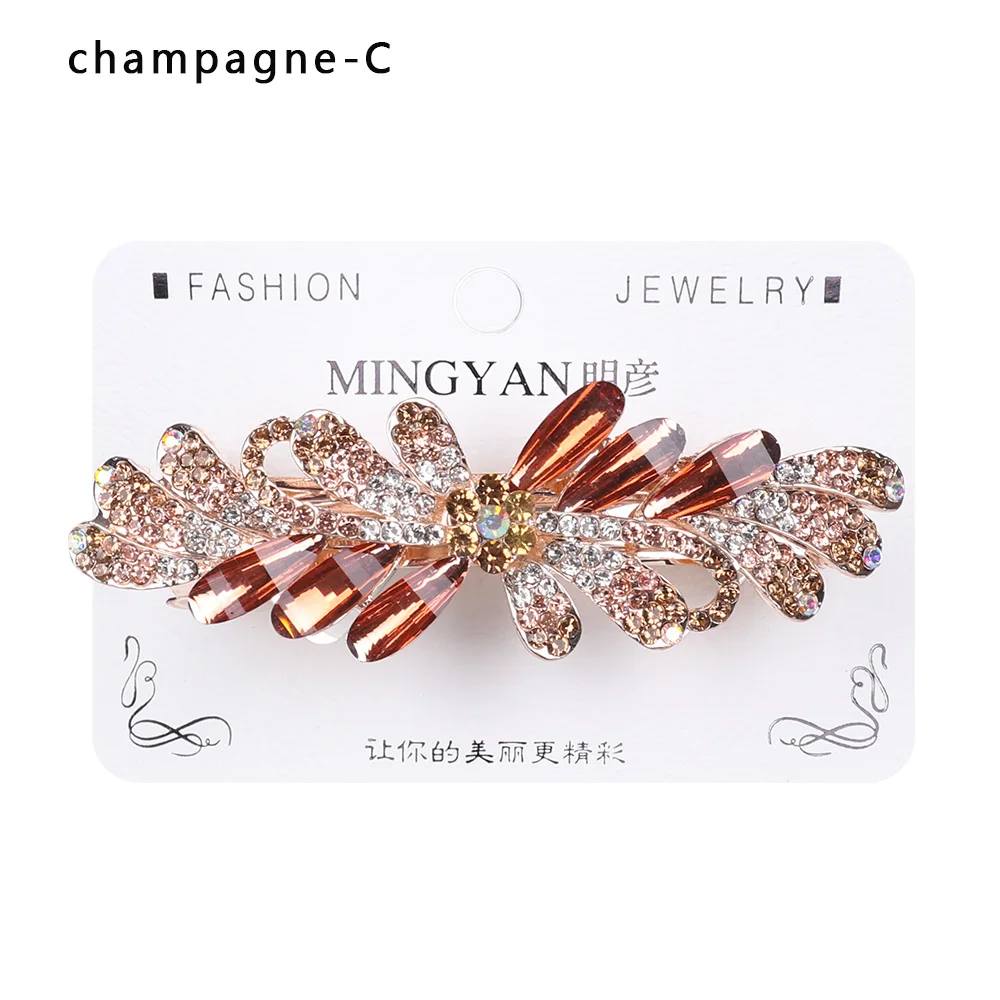 champagne C Стразы, заколки для волос с цветами, заколки для волос с кристаллами, полимерный цветочный конский хвост, головной убор для женщин, девушек, конский хвост, аксессуары для волос, подарок - Цвет: champagne C
