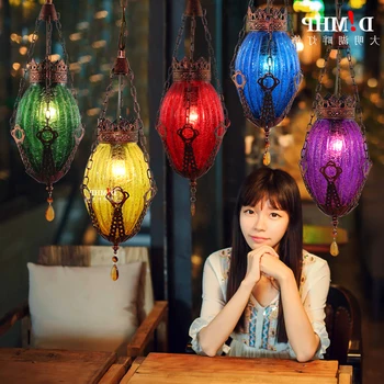 

Mediterranean Style Decoration Handmade Turkish Pendant Light Glass Shades Mosaic Pendant Lamp For Bar Coffee Shop pendant