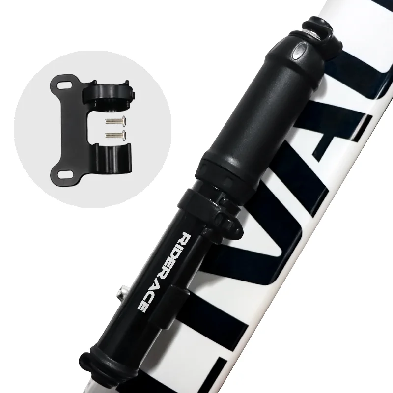 Mini Pompa Bici Con Manometro Pompa Per Bici Portatile Mini In Lega Di Alluminio, Doppia Valvola, Manometro Fino A 160 PSI - Venditore UK Pompa Compatta Bici Nera