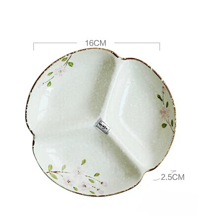 flower divide plate Винтажная китайская керамическая под глазурованной миска для рисового супа, ручная роспись, керамическая обеденная глубокая тарелка, фарфоровая чаша для лапши ramen - Цвет: flower divide plate