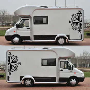 

100% Brand New 2 PCS Car Stickers Compass Side Auto Body Vinyl Decals For RV Camper Car Caravan Unique Design
